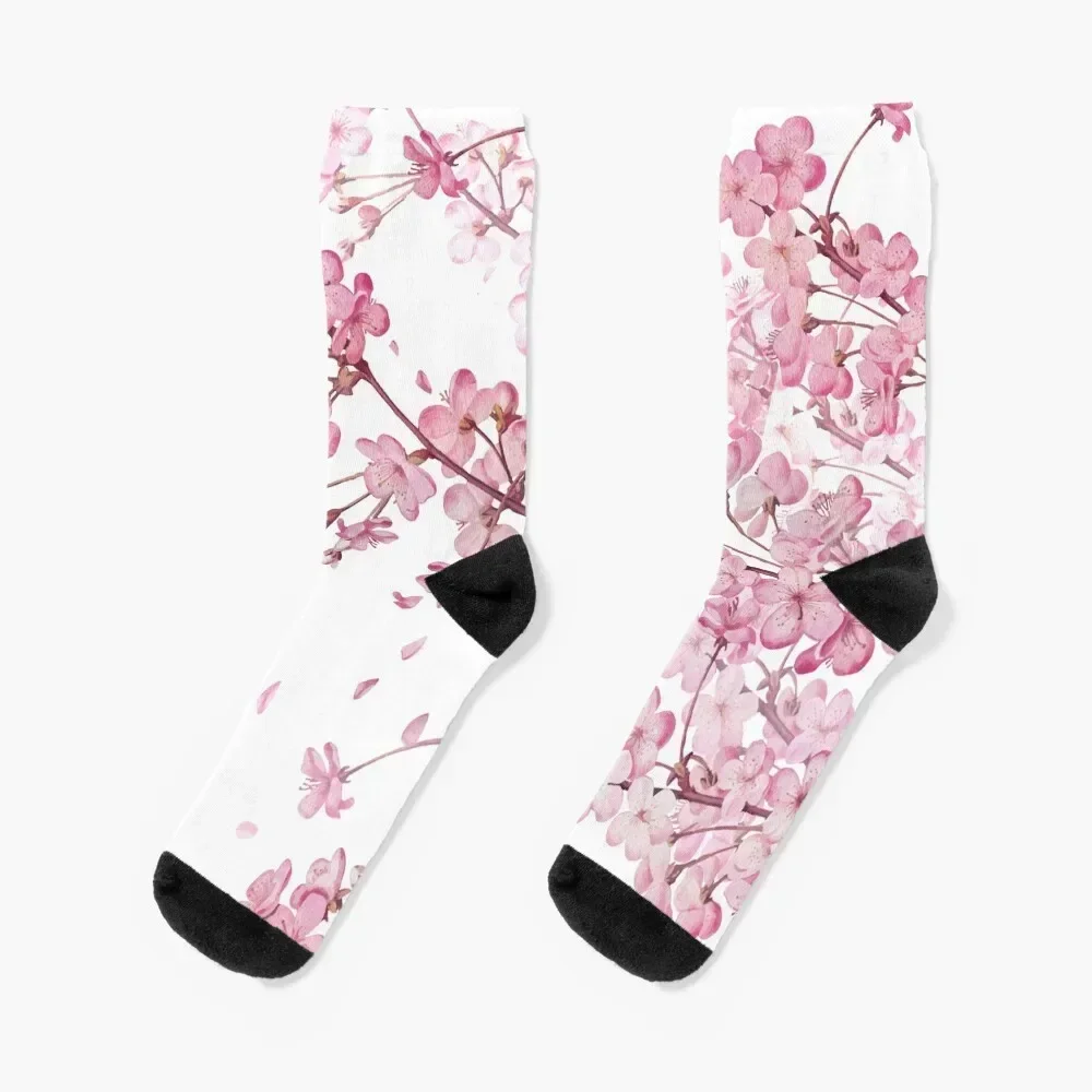 

Sakura Cherry Blossom Socks Run men cotton high quality Crossfit Antiskid soccer Socks Women's Men's