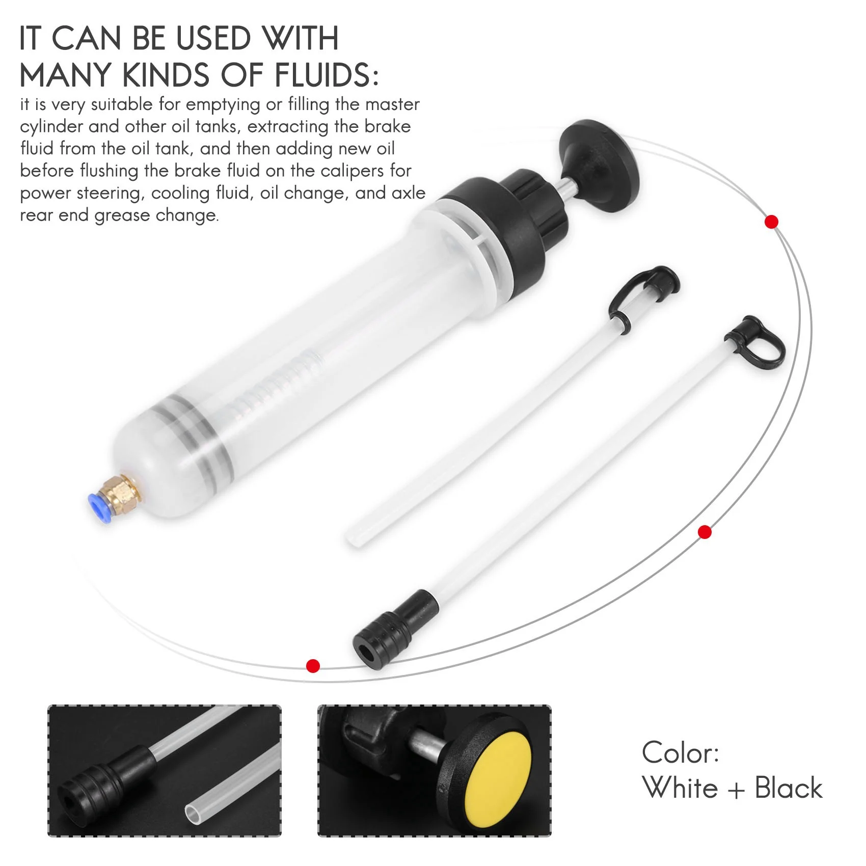 1Pcs 200Cc Fluid Extractor, Fluid Syringe Pump Manual Suction Vacuum Fuel Car Transfer