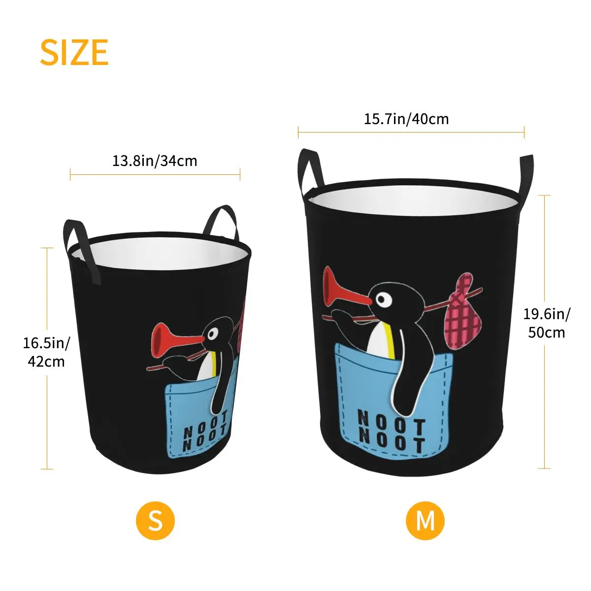 Angry Pingu Noot Noot Pocket Official Merch Foldable Laundry Baskets Dirty Clothes Home Organizer Large Waterproof Bag For Home