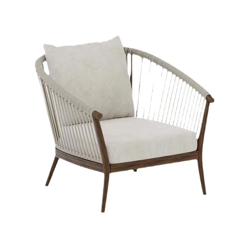 Waterproof and sunscreen teak villa garden open-air bed and breakfast solid wood rope sofa furniture