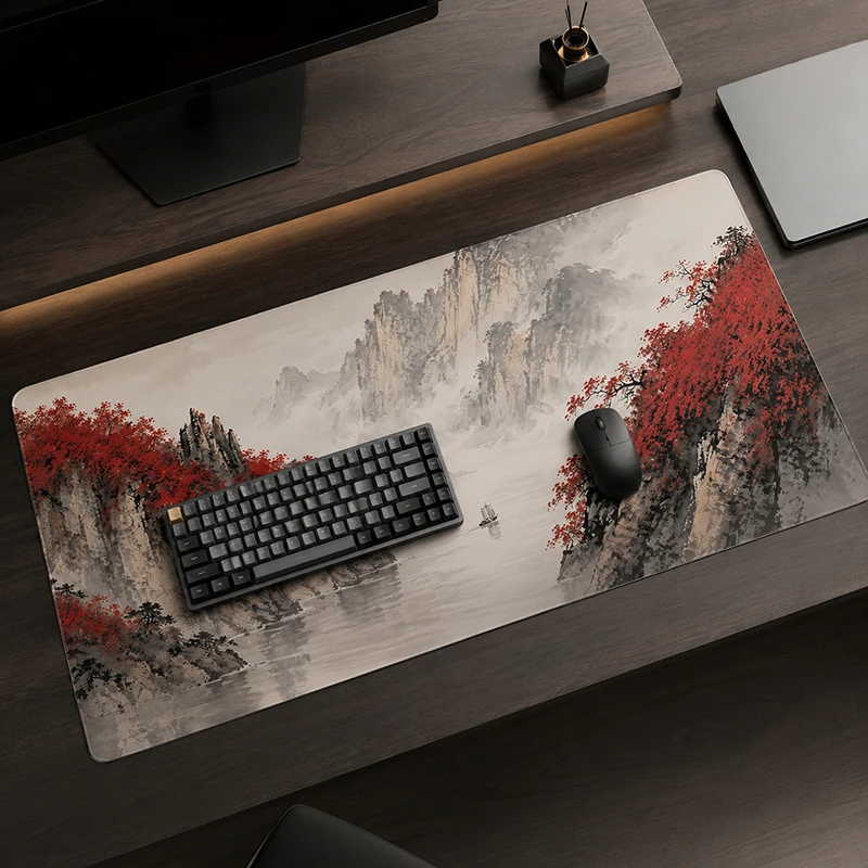 Mouse Pad Red Autumn Ink Mountain Gaming XL Large HD Home Mousepad XXL MousePads Natural Rubber Carpet Soft PC Mouse Mats