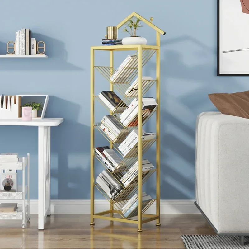 Modern Storage Shelves Multi-Layer Partition Book Cabinet Oblique Design Bookcase Stable Load-Bearing Home Furniture