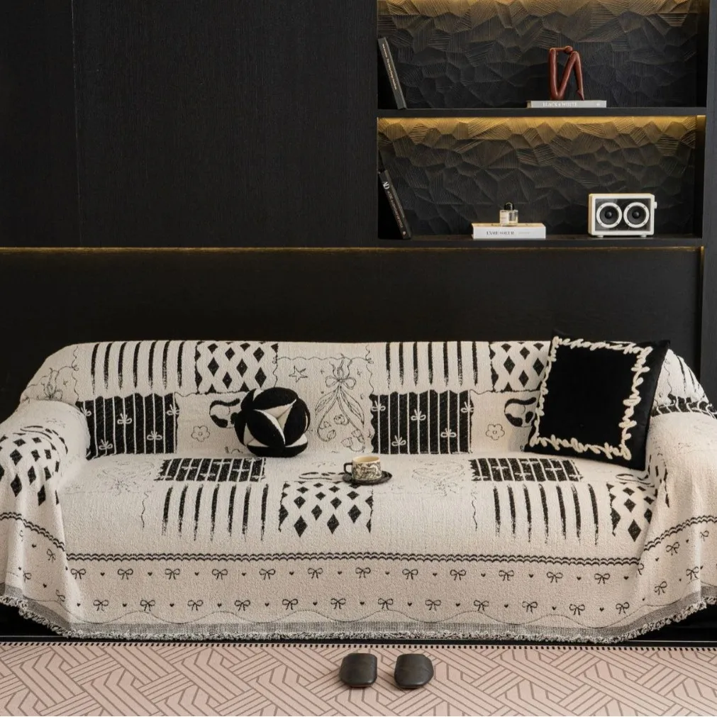 Modern Chenille Solid Color Sofa Towel Fabric All-season Universal Living Room Herringbone Pattern Sofa Towel Covered Blanket