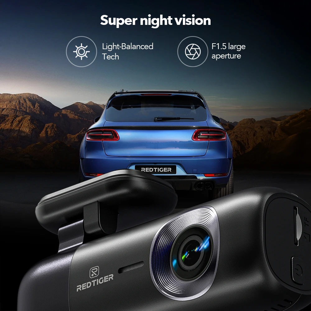 REDTIGER F9 Dash Cam 4K Front and Rear WiFi GPS Car Camera for Parking Mode Car Dvr for Night Vision Car Recorder By App Control