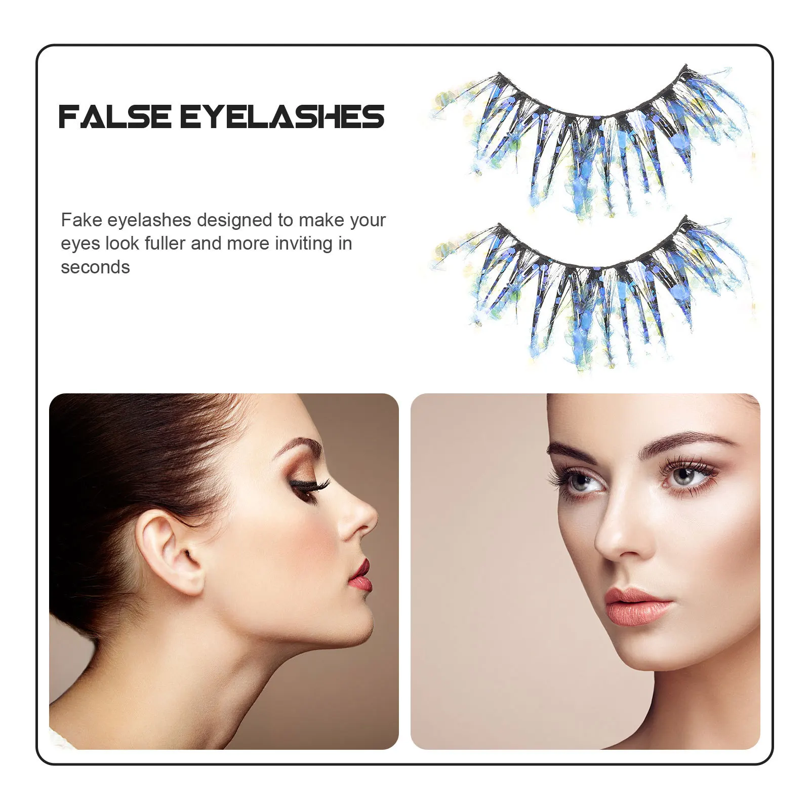 Faux cils colorés à paillettes, pour le maquillage, épais, rehausseur d'yeux