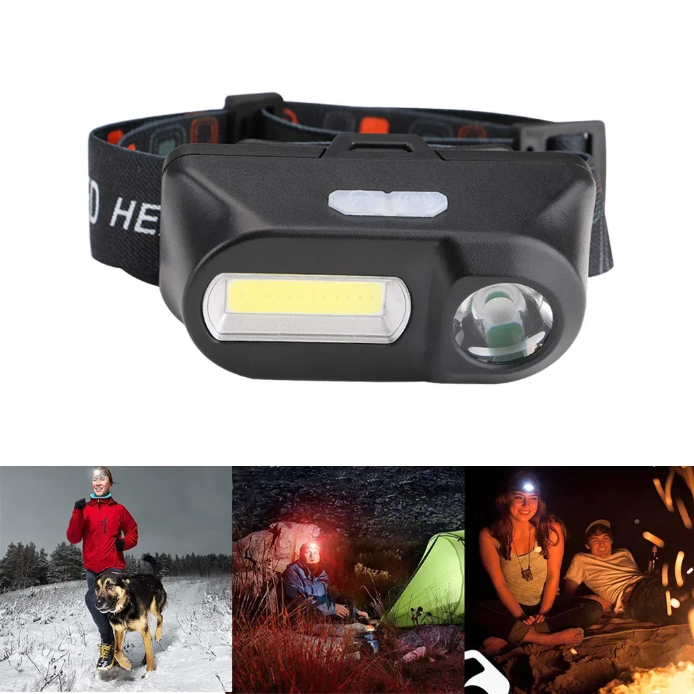 Fishing LED Headlamp Mini Portable Camping COB Light  USB Rechargeable Head Flashlight Using 18650 Battery for Runing  Fishing