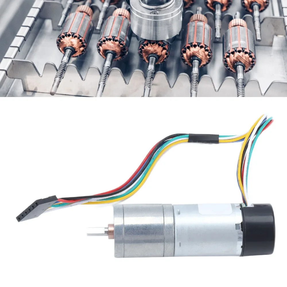 Zinc Alloy DC Geared Motor Stable Speed Dustproof Encoder Gear Motor Speed Measuring Feedback 12V DC Metal Gearmotor