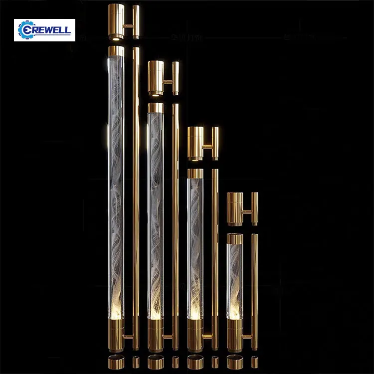 AIROW Modern Luxury Lighted Partition, Unique Fixed Crystal Tube Floor-standing Screen for Interior Decoration
