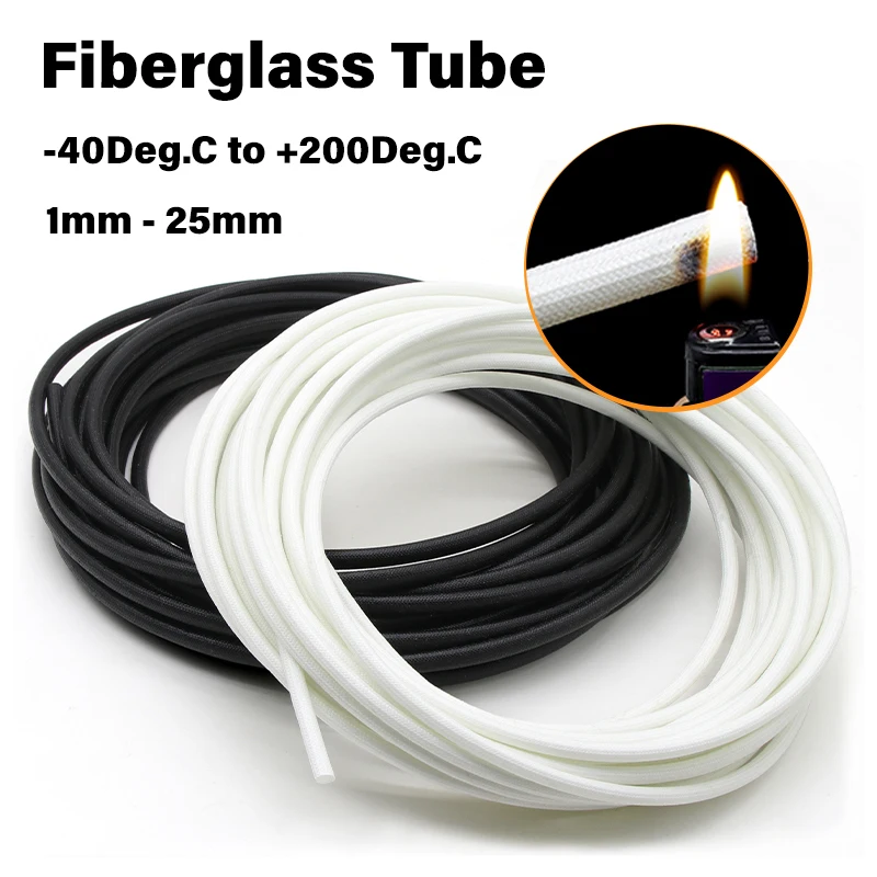 5/10M Fiberglass Tube 1mm ~ 25mm Silicone Resin Coated Insulated Chemical High Temperature Glass Fiber Braided Sleeve Wire Wrap