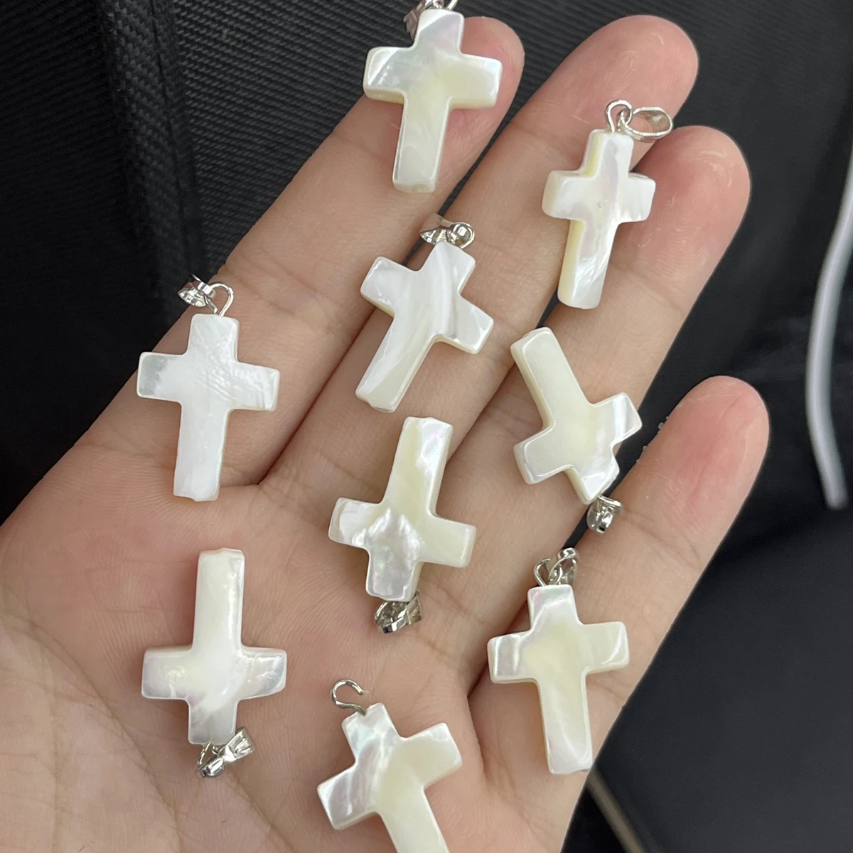 5pcs/pack 15x20mm Cross-Shaped Pendant Natural Shell Semi-Finished Charms for Jewelry Making DIY Necklace Earrings Accessories