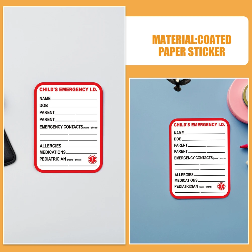 

15 Pcs Seat Labels Medical Information Stickers Car Safety Self Adhesive Waterproof Emergency Tags Red Color Bright