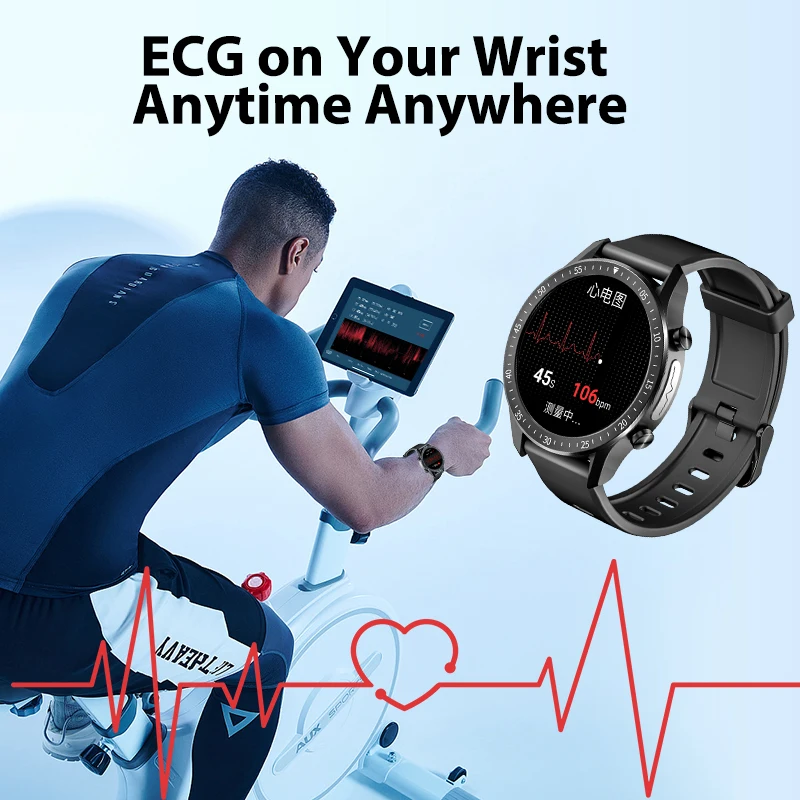 J-สไตล์ 2051E แฟชั่น AMOLED รอบรูปร่างกีฬากันน้ํา Android Bluetooth ECG PPG สุขภาพสมาร์ทนาฬิกา Smartwatch สําหรับผู้ชายผู้หญิง