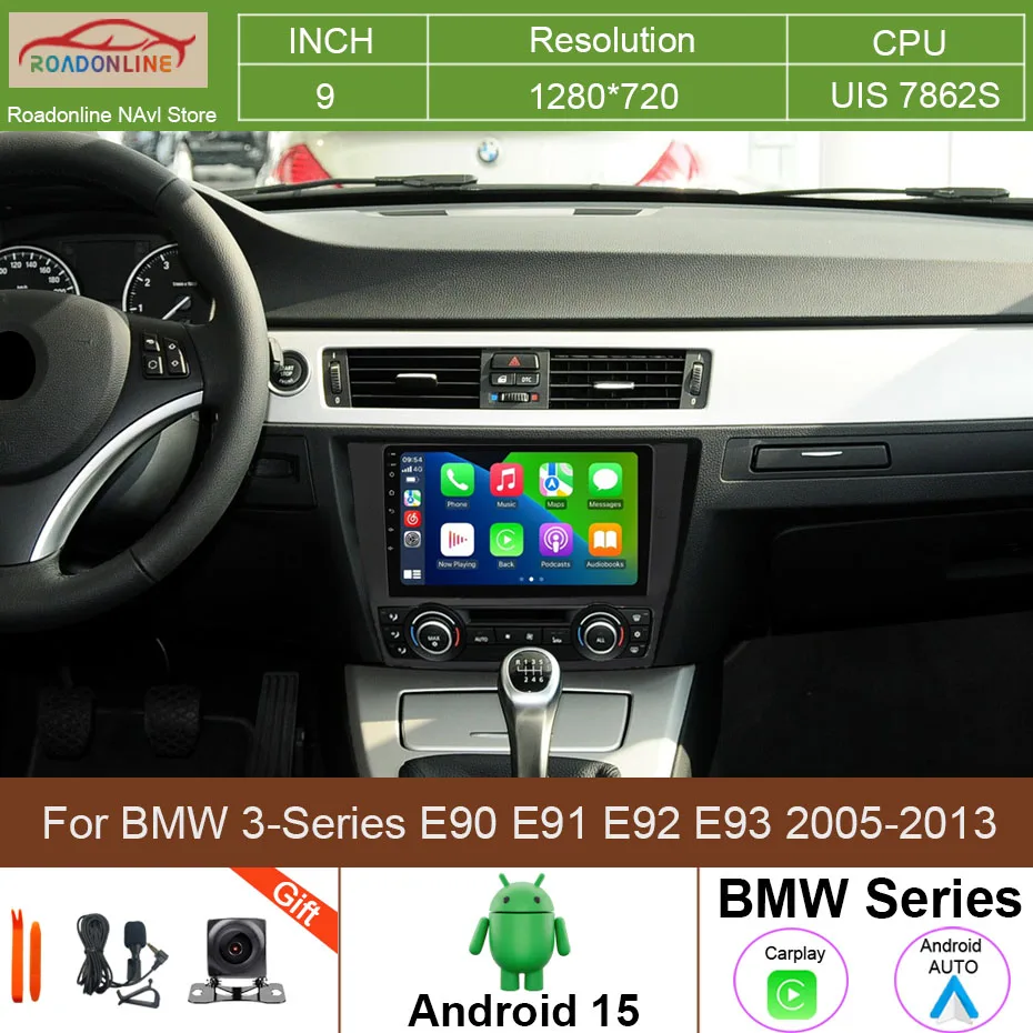 

9INCH Android 15 Car Radio For BMW 3-Series E90 E91 E92 E93 2005-2013 Multimedia Player Stereo Navigation GPS Carplay 4G