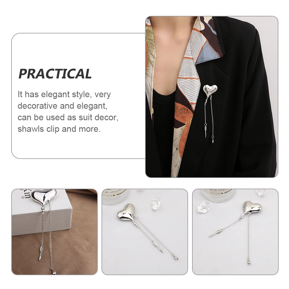 

5pcs High Quality Heart Tassel Brooch Alloy Suit Corsage Badge for Men Women Elegant Decorative Love Heart Pin Jewelry