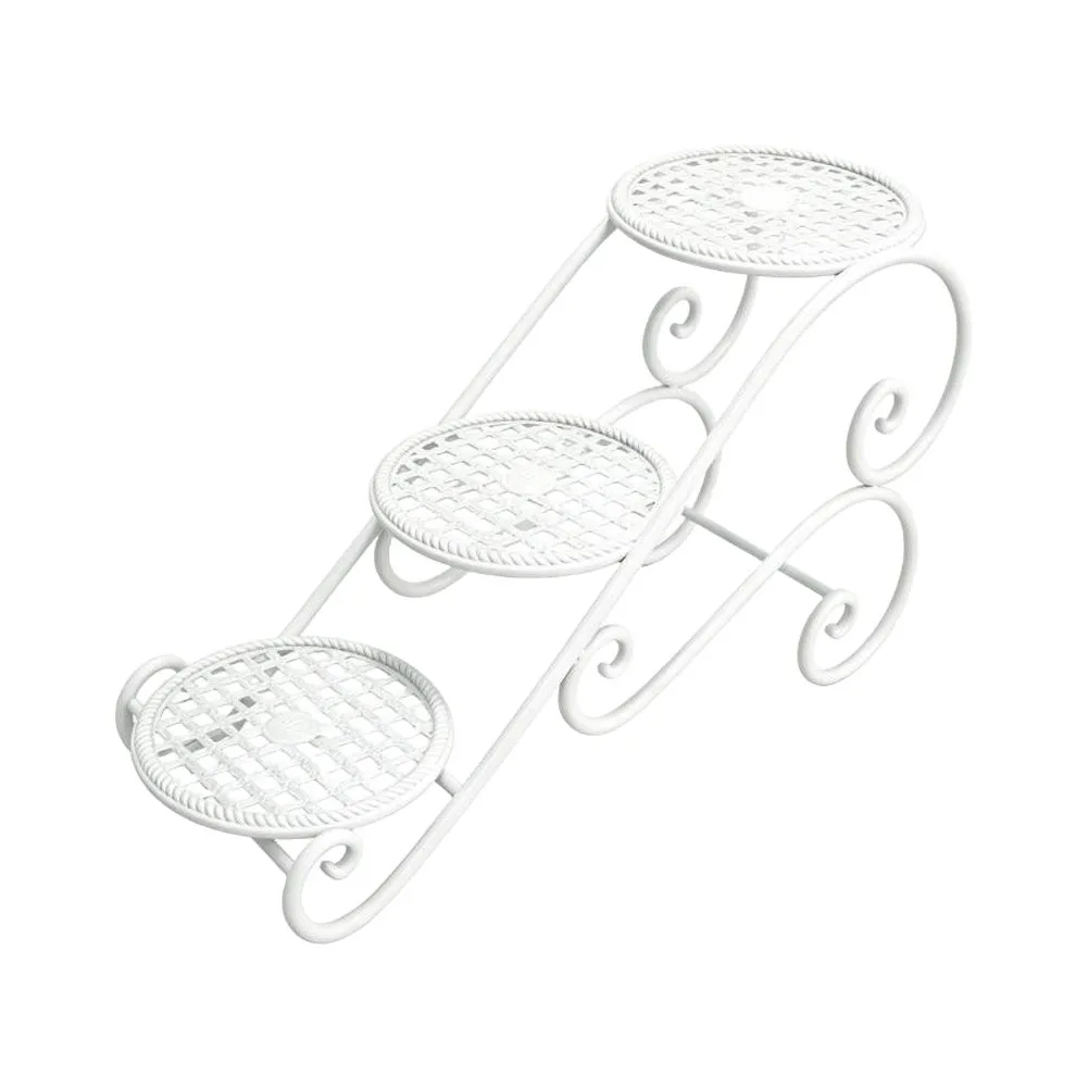 Three Layer Plant Rack Floor Standing Iron Plant Stand for Hanging Pots and Flowers Space Saving Design 59 28 22 cm