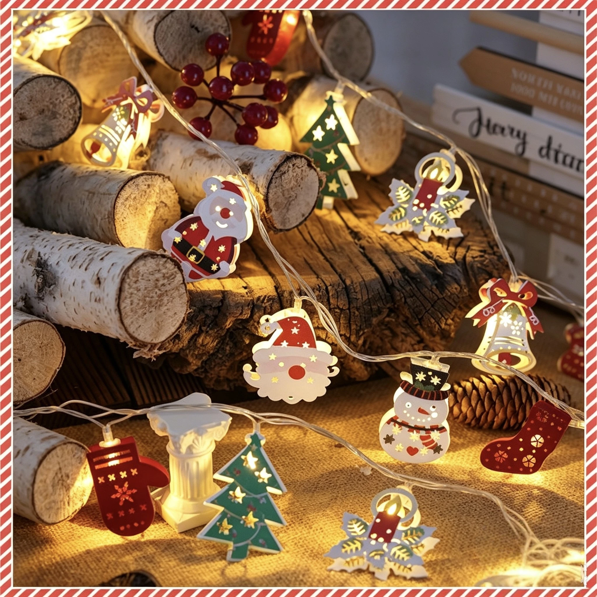 Christmas Deer Glove Snowman LED String Lights Battery Powered 10/20 LED Fairy Light for Bedroom Holiday Party Xmas Tree Decor
