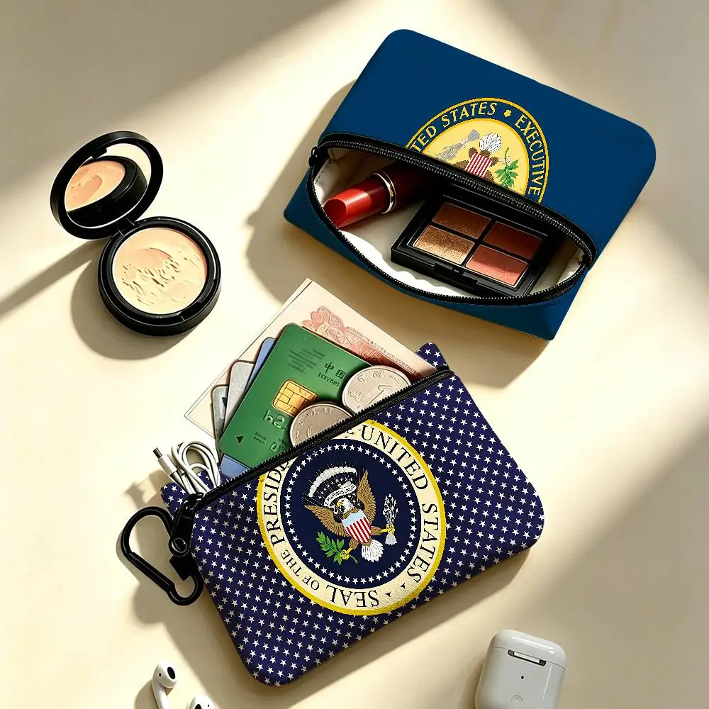 S-Seal of The P-President Daily Carry Oxford Fabric Small Coin Purse Multi-use Storage Pouch For Keys Cards Coins