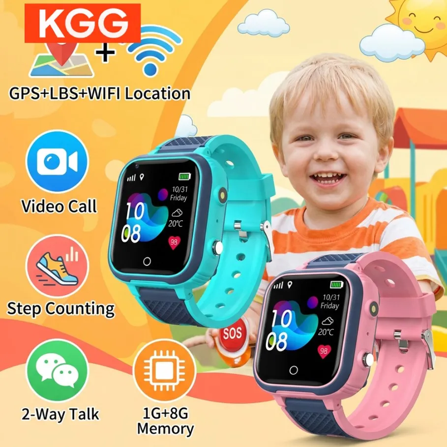 

1G+8G 4G Kids Smart Watch GPS Tracker Video Calling Voice Chat SOS Pedometer Games WiFi Two Way Call Smartwatches for Boys Girl