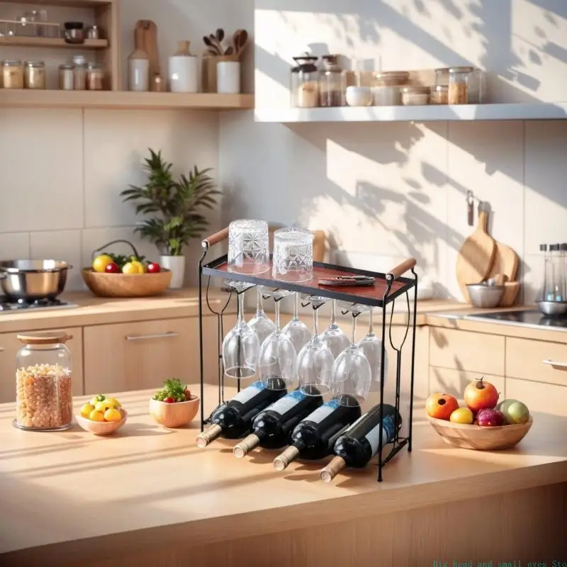 581C Contemporary Wine Glass Holders Storage Unit Metal Materials Space Saving Perfect For Modern Kitchens Homes Bar
