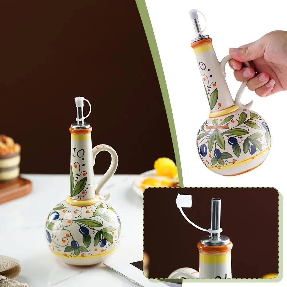 

700ml Olive Oil Dispenser Embossed Ceramic Oil Vinegar Storage Oil Ceramic Condiment Can Bottle Bottle Container Oil Dispen D4M4