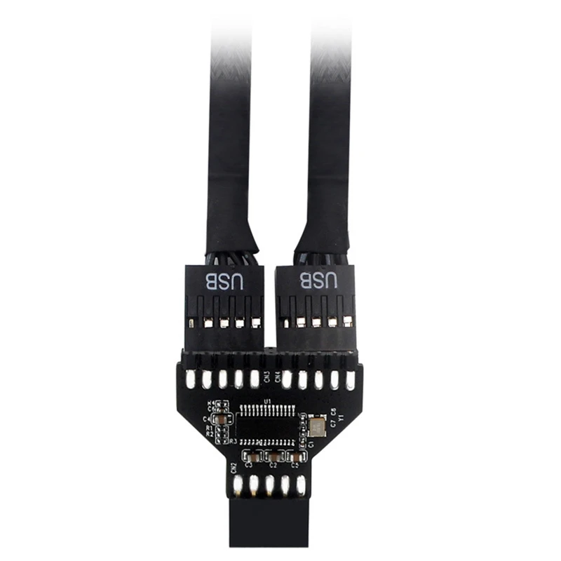 การ์ดขยายเมนบอร์ด USB2.0การ์ด5ชิ้น9PIN กับโคมไฟ RGB ระบายความร้อนด้วยน้ำ9-pin แบบคู่พร้อมการวัดความเร็วพัดลม9-pin