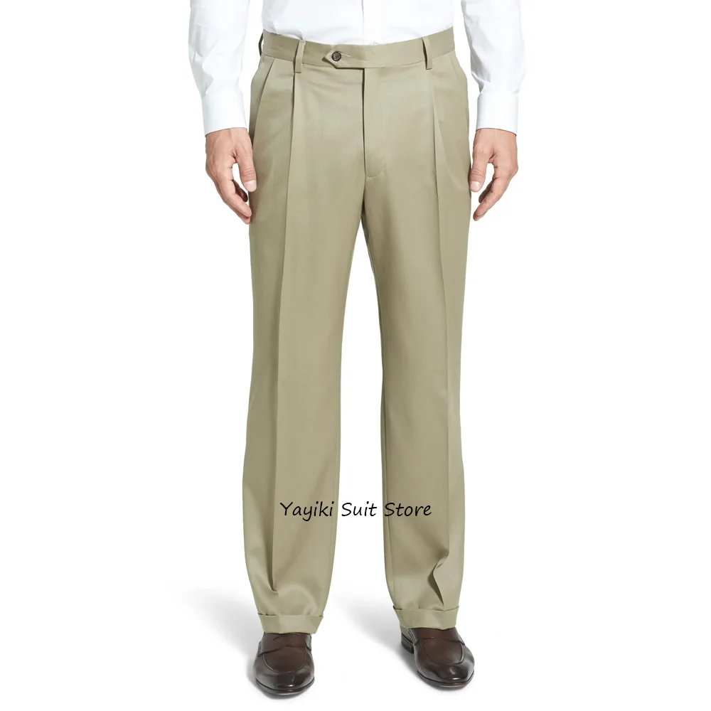 

Брюки для мужчин Брюки Деловые повседневные рабочие брюки Мужские прямые брюки Однотонный полиэстер Пошивная классическая одежда