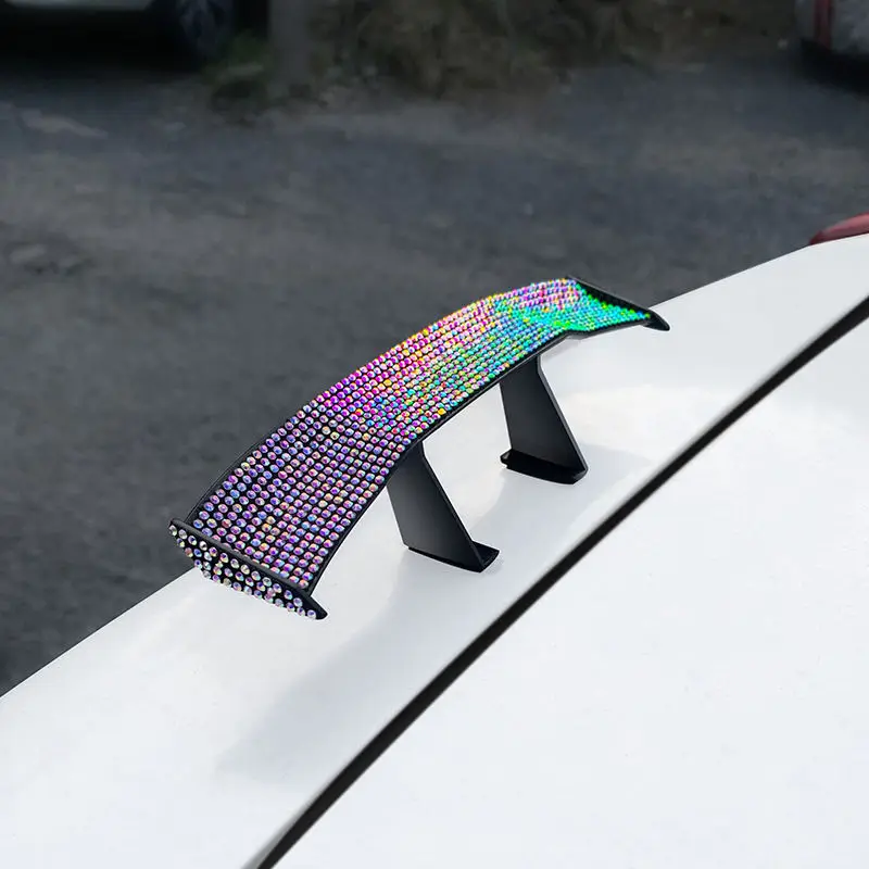 Diamond Crystal Mini Tail Fins Car Decorations Vehicle Exterior Retrofit Parts Racing Sport Style Universal Decor Spoiler Wing