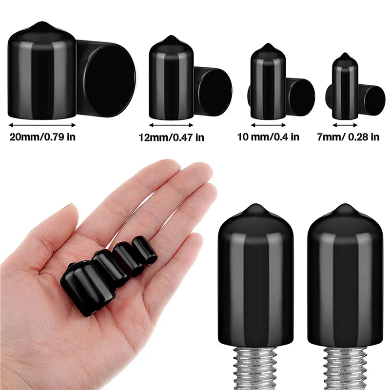 

ABBN-240 Pieces Rubber End Caps Flexible Bolt Covers Screw Caps Thread Protectors In 4 Sizes 1/4 To 3/4 Inch (Black)