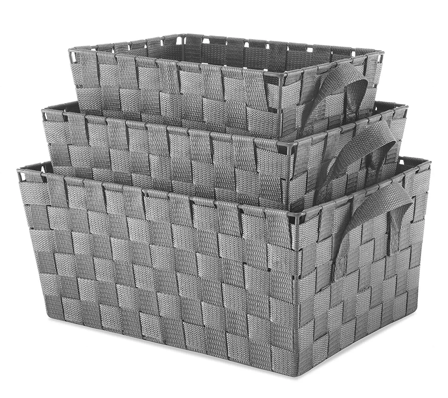 

Woven Strap Storage Baskets - Set of 3 - Gray