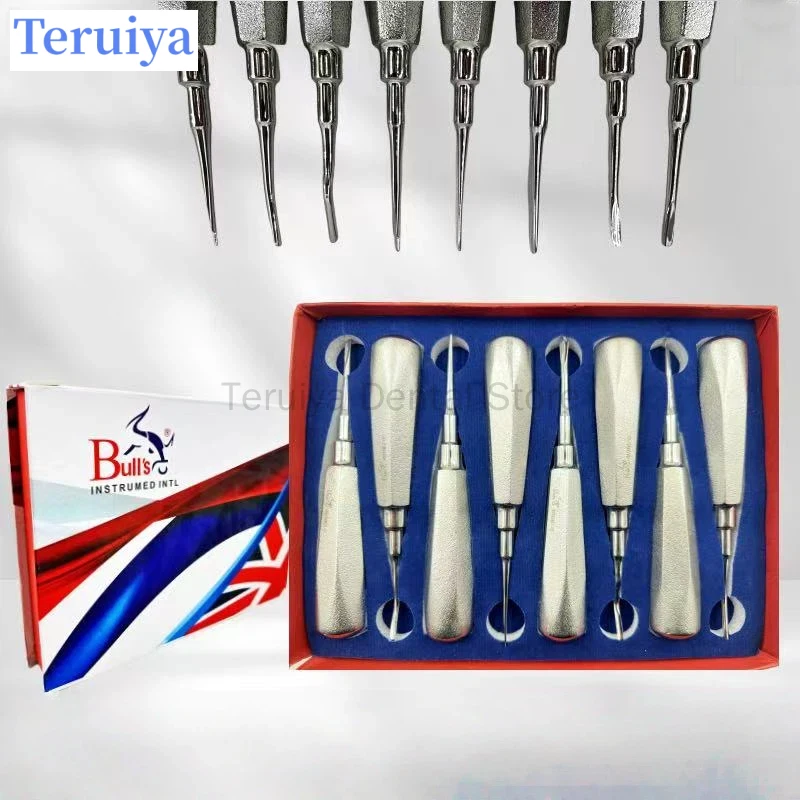 High-Quality Bulls Dental Luxating Elevators | 8-Piece Stainless Steel Extraction Kit with Included Extraction Knife