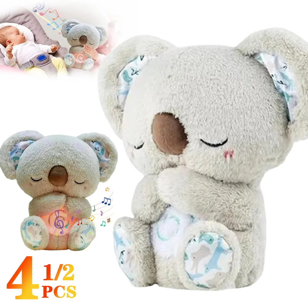 Cute Soothing Koala Bear Sleep Toys for Kids Baby Calming Anxiety Relief Breathing Koala Toy Sleep Buddy Plush Doll with Lights