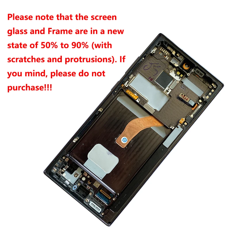 SUPER AMOLED S908 LCD For Samsung S22 Ultra S908B S908E LCD Display Touch Screen With Frame For S22 Ultra Display With Scratch