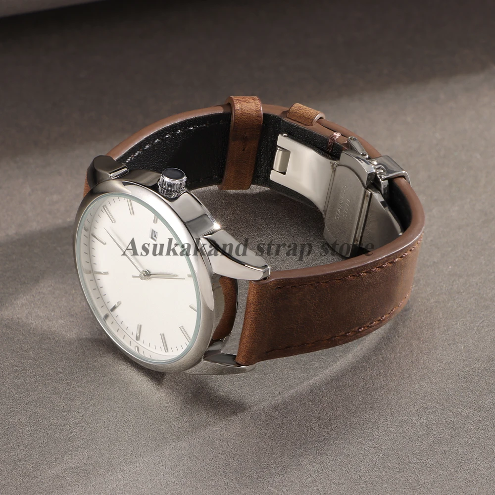 18/19/20/21/22/24mm cinturino in pelle vintage cinturino in pelle di vacchetta con cuciture a farfalla per Omega per Seiko per uomo donna braccialetto