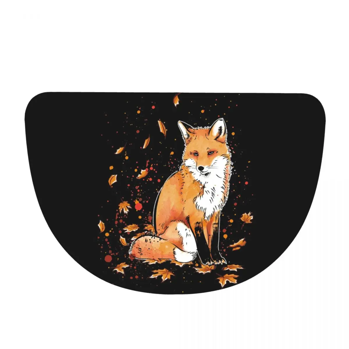 Fox In The Snow Classic Soft Flannel Half Round Doormat Non Slip Bathroom Mat Absorbent Floor Carpet for Home Bedroom