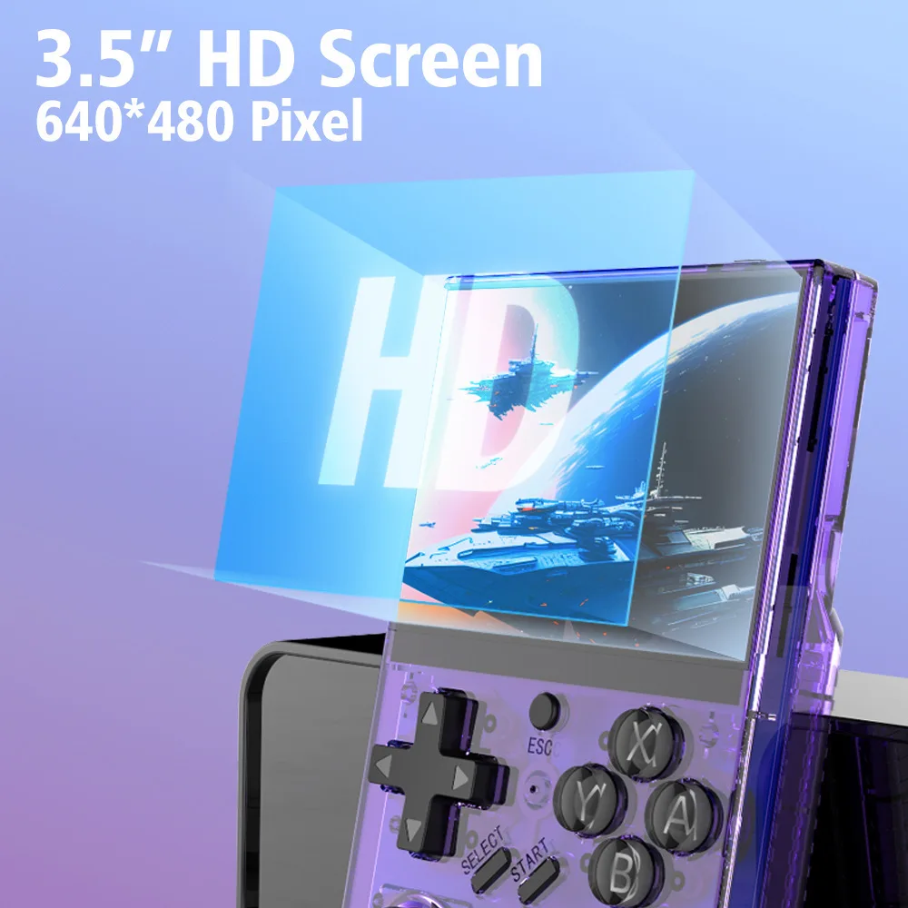 R35PLUS handheld game console with 3.5-inch high-definition screen, portable open-source game console, built-in 15000 games