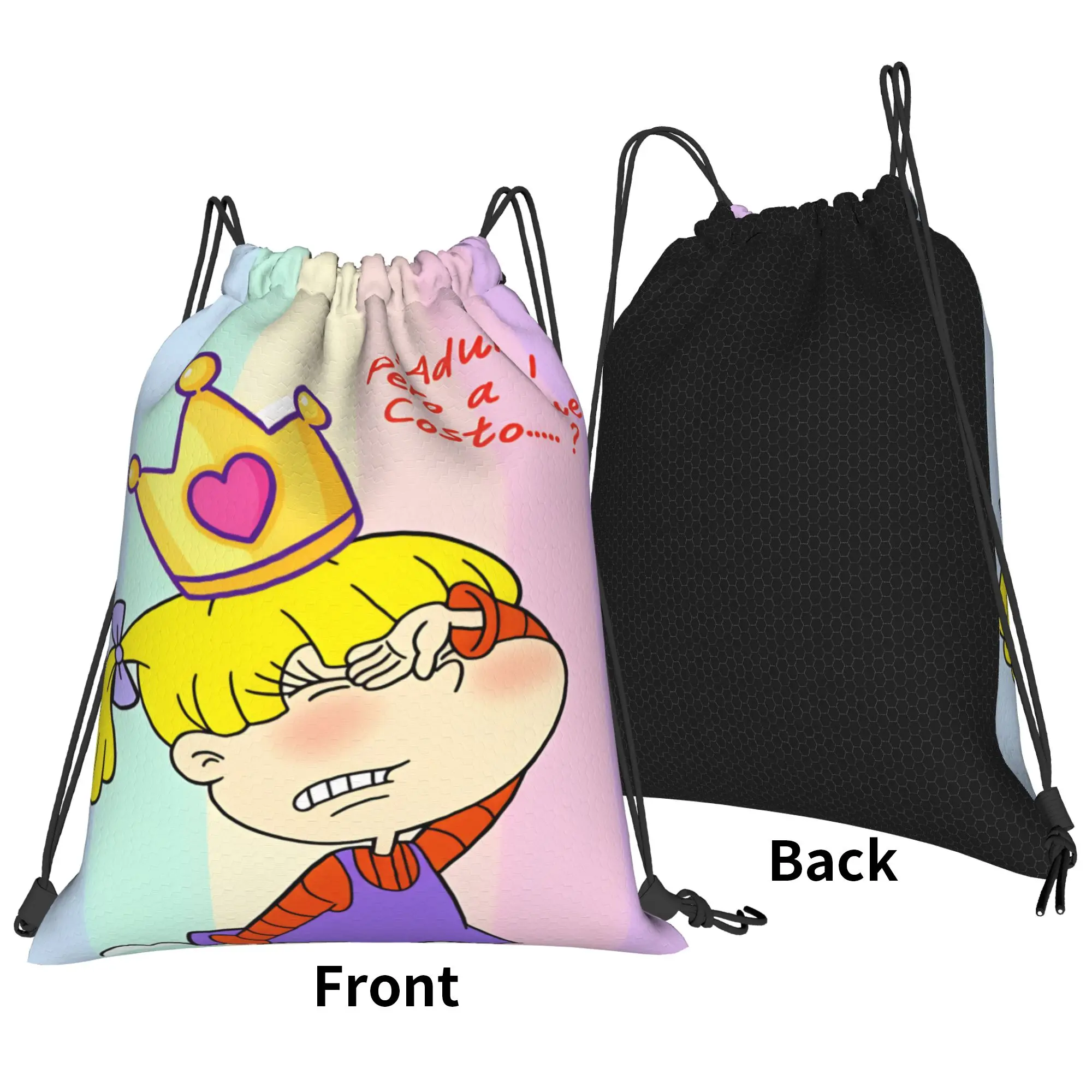 Rugrat Character Drawstring Bag  Foldable YSK Fashion Backpacks School Gym Sackpack String Bags For Unisex