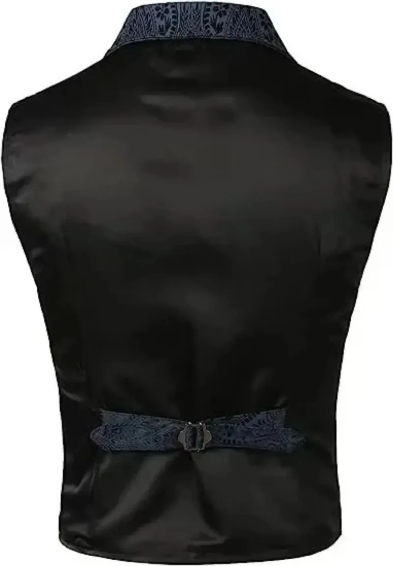 Herren Vintage Viktorianische Blumen-Jacquard-Weste, V-Ausschnitt, einreihig, ärmellos, Gothic Hochzeits-Party Cosplay Kostüm – Detail 26