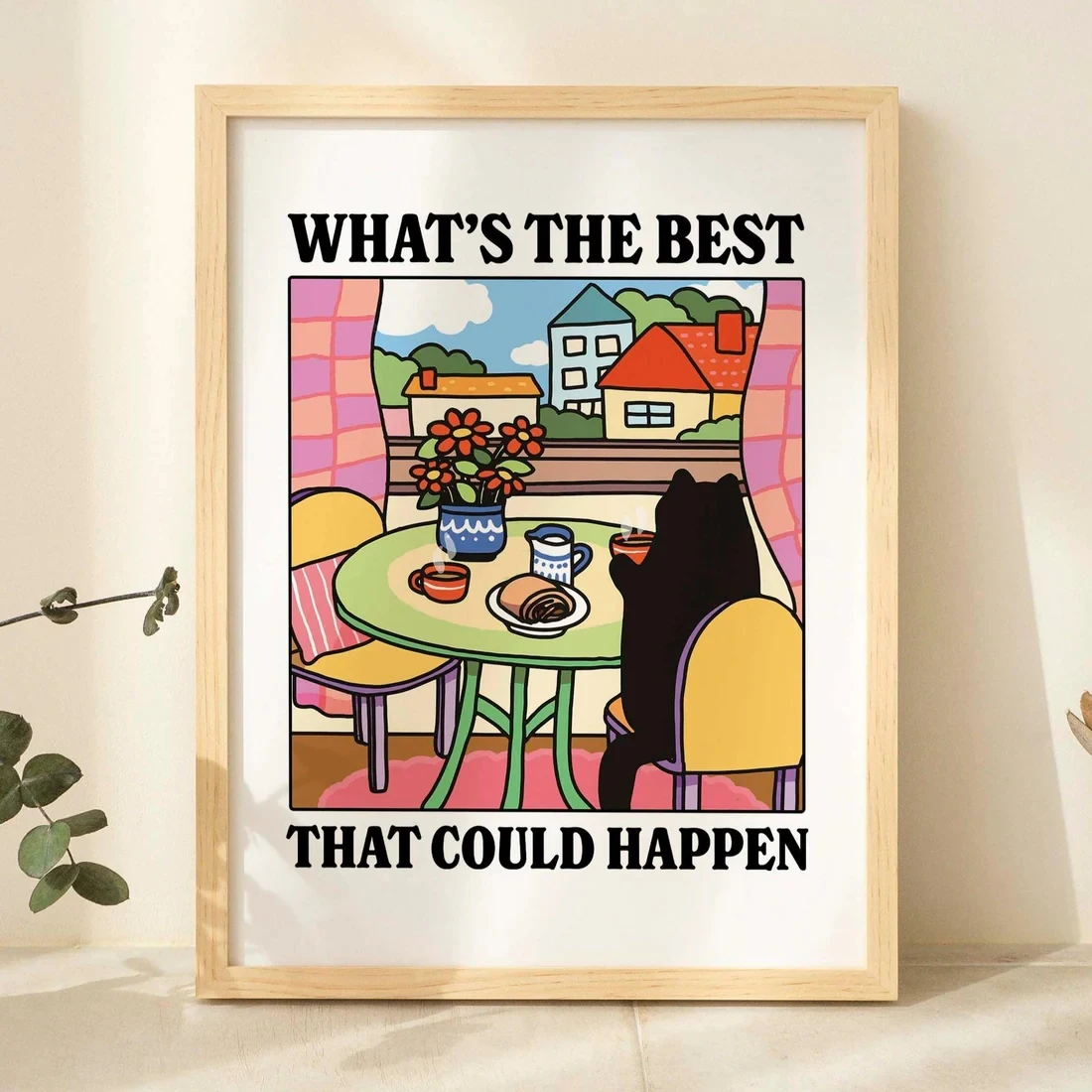 Best That Could Happen Cartoon Cat Wall Art Prints Canvas Painting Poster Picture For Living Children Room Home Decor Gift