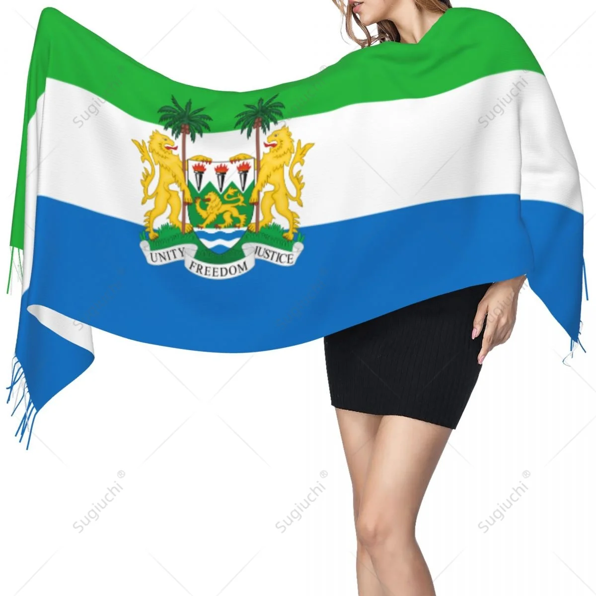 

Sierra Leone Emblem Flag Scarf Pashmina Warm Scarves Shawl Wrap Hijab Spring Winter Multifunction Unisex