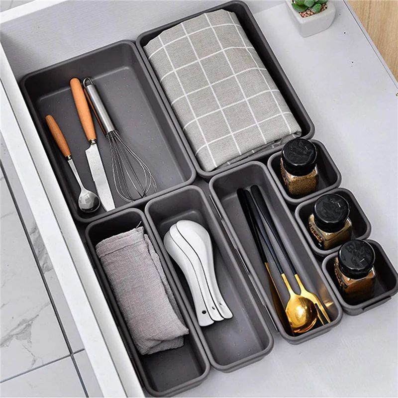 AB30-72 Pack Interlocking Drawer Organizer Tray, Multi-Purpose Desk Drawer Tray Organizer For Kitchen Bathroom Office Bedroom