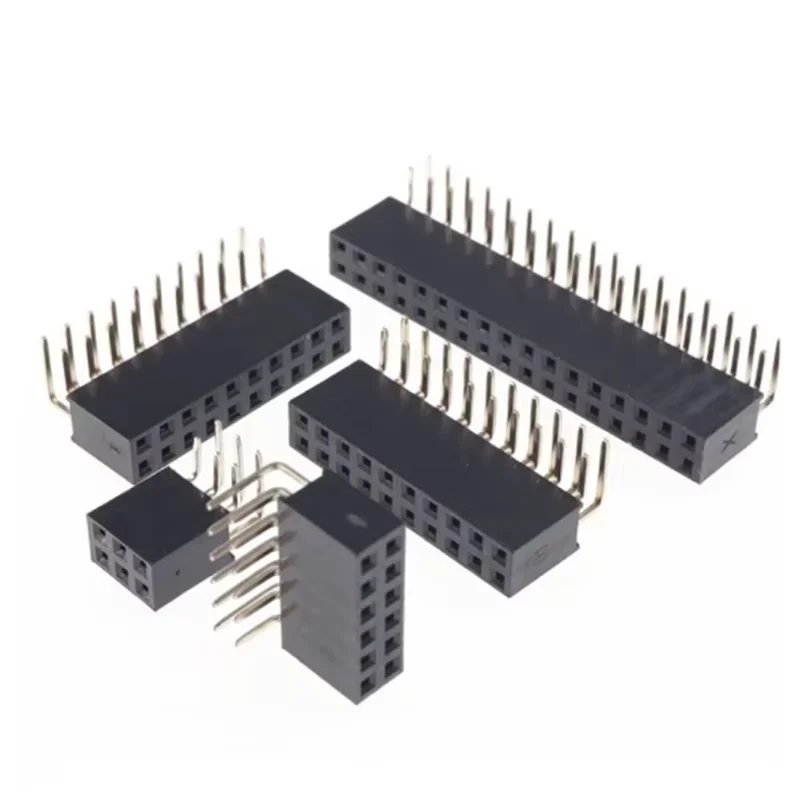 10pcs 2X2/3/4/5/6/7/8/9/10/12/20/40 Pin Double Row Right Angle Female Pin Header 2.54mm Pitch Strip Connector Socket