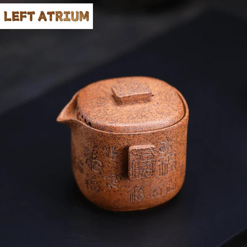 Tetera de arcilla púrpura Yixing antigua de 200ml, tetera hecha a mano, mineral crudo, porcelana cultivada por madera, tetera de barro, juego de té Zisha