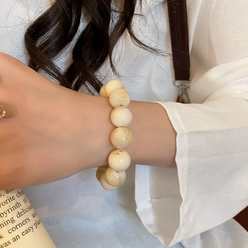 مينار لايت فاخر متعدد مزدوج اللون أكريليك مستدير هندسي لصق مطاطا أساور مكتنزة للنساء أساور بالجملة #3