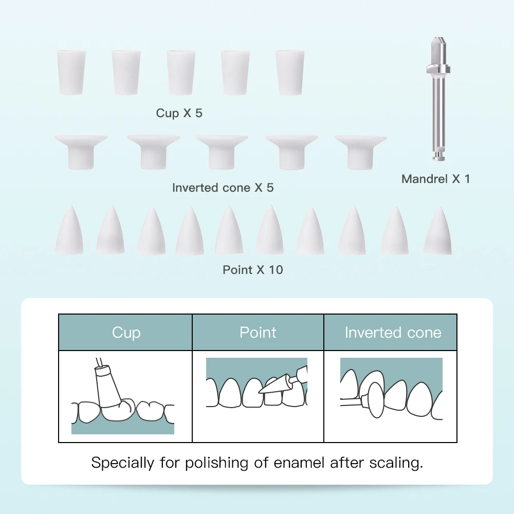 JoyDental-pulidor compuesto de silicona Dental para acabado y pulido, copa de 3 formas, punta de cono invertida, CA de 2,35 MM, 20 unids/caja