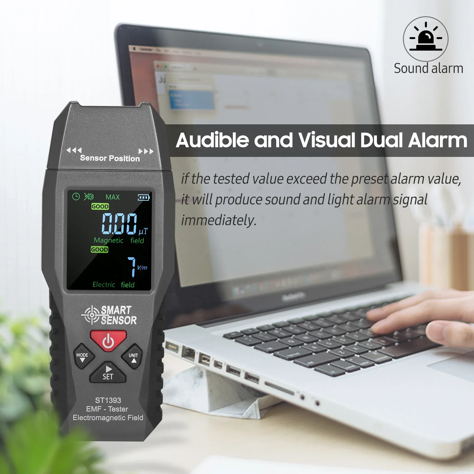 ST1393 Digital Electromagnetic Field Radiation Detector Magnetic Field Electric Field Strength Tester Handheld LCD EMF Meter view 4