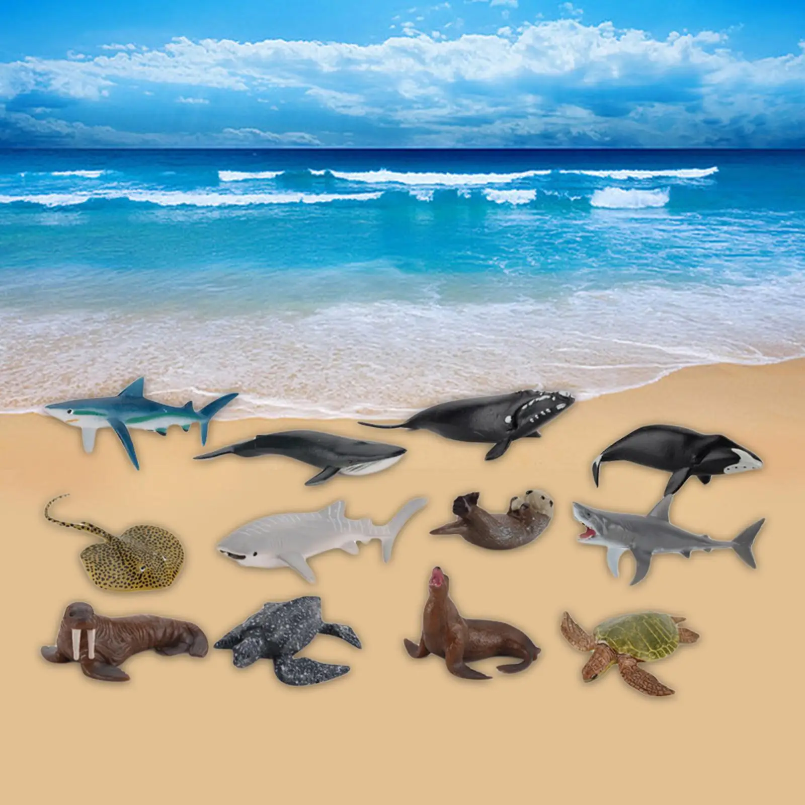 

Plastic Ocean Animals Figures Mini Sea Life Toys Model Shark Sea Lion Turtle