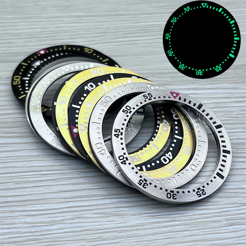 Bague d\'insertion de lunette de montre en acier, pièces de rechange de lunette, vert, compatible avec SeATM, éventuelles B185, éventuelles B187, C3,