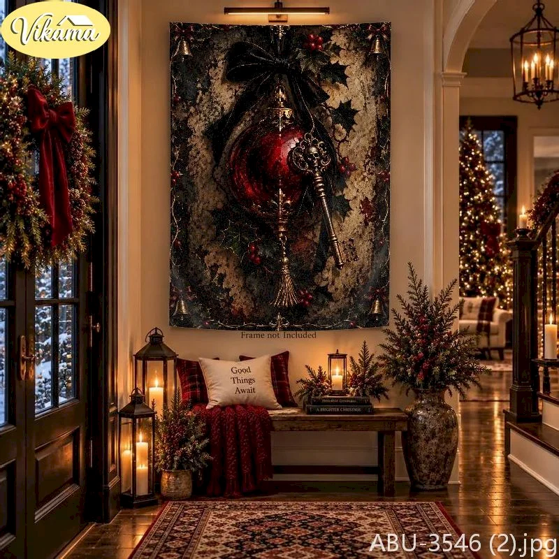 VIKAMA Gothic Tapestry Wall Hanging Dark Skull Teapot Ornate Gold Spooky Dark Academia Halloween Bedroom Decor