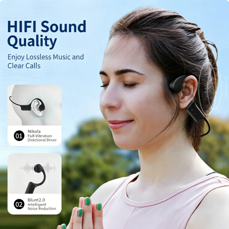 Słuchawki Bluetooth HS1 z przewodnictwem kostnym, bezprzewodowe słuchawki sportowe, jakość dźwięku HiFi do biegania, stereofoniczne, nie wkładane do uszu. — zdjęcie produktu 4