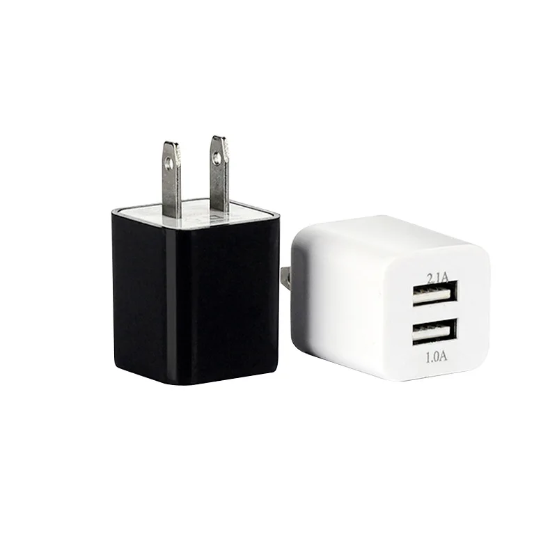 100Pcs/lot 5V 2.1A US/EU Plug USB Charging Dual Port AC Power Adapter Home Travel Wall Charger For Cell Mobile Phone